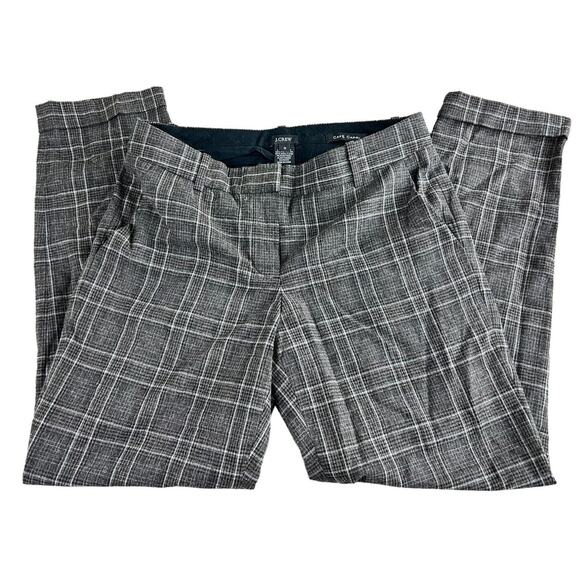 J. Crew Cafe Capri Tartan Plaid Wool Pant Sz 0 Ankle Trouser Career Academia - Picture 4 of 6